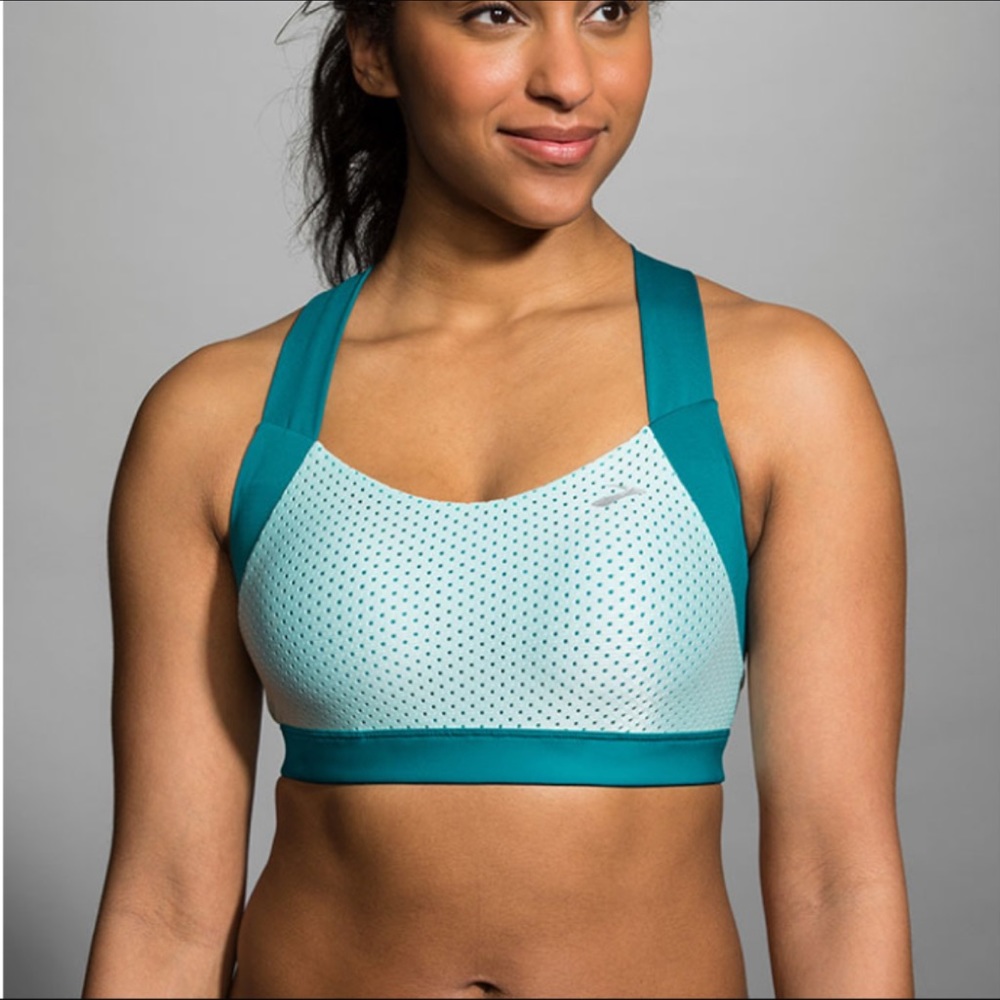 Brooks Uplift Crossback Sports Bra | 34C | Deep Teal /Mint